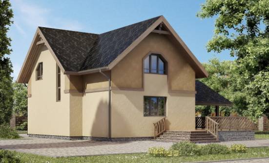 150-011-Л Проект двухэтажного дома с мансардой, гараж, уютный дом из пеноблока Зея | Проекты домов от House Expert