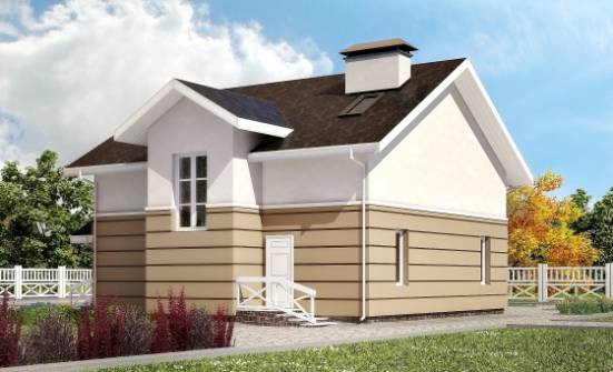 155-009-П Проект двухэтажного дома с мансардным этажом, небольшой загородный дом из теплоблока Шимановск | Проекты домов от House Expert