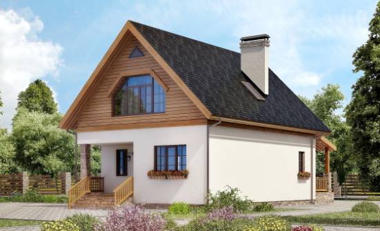 140-001-Л Проект двухэтажного дома с мансардой, небольшой дом из теплоблока Белогорск | Проекты домов от House Expert