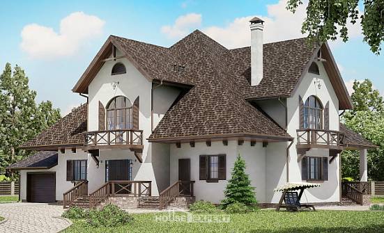 350-001-Л Проект двухэтажного дома с мансардным этажом и гаражом, большой домик из теплоблока Шимановск | Проекты домов от House Expert