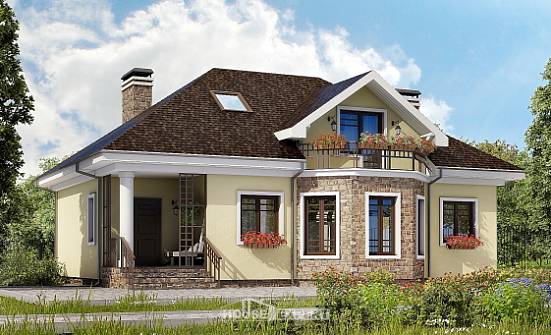 150-008-Л Проект двухэтажного дома мансардный этаж, доступный загородный дом из арболита Шимановск | Проекты домов от House Expert