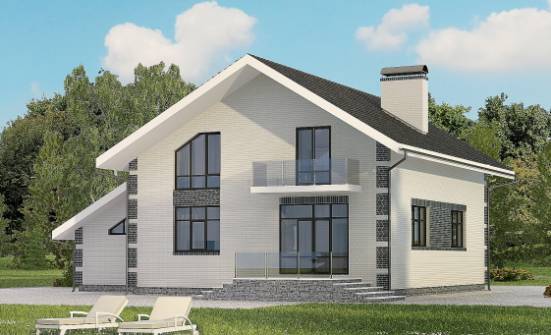180-001-П Проект двухэтажного дома мансардой, гараж, классический дом из блока Райчихинск | Проекты домов от House Expert
