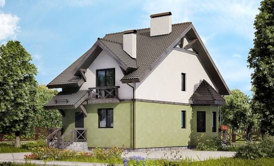 120-003-П Проект двухэтажного дома с мансардой, небольшой загородный дом из пеноблока Белогорск | Проекты домов от House Expert