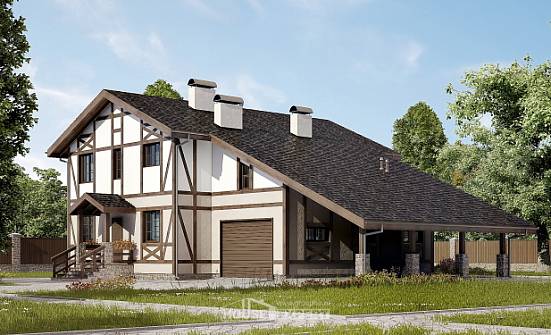 250-002-П Проект двухэтажного дома мансардой, гараж, просторный загородный дом из кирпича Тында | Проекты домов от House Expert
