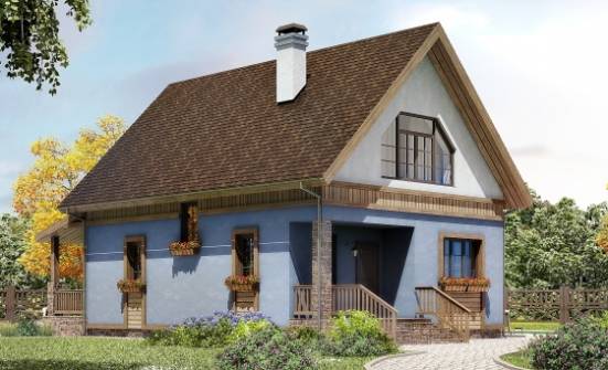 130-003-Л Проект двухэтажного дома с мансардой, простой коттедж из блока Шимановск | Проекты домов от House Expert