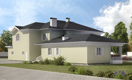 410-002-Л Проект двухэтажного дома и гаражом, большой загородный дом из твинблока Белогорск | Проекты домов от House Expert