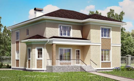 335-001-Л Проект двухэтажного дома, гараж, красивый домик из кирпича Белогорск | Проекты домов от House Expert