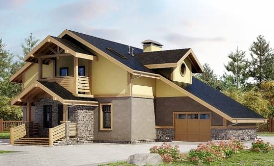 180-011-П Проект двухэтажного дома мансардой и гаражом, бюджетный загородный дом из блока Райчихинск | Проекты домов от House Expert