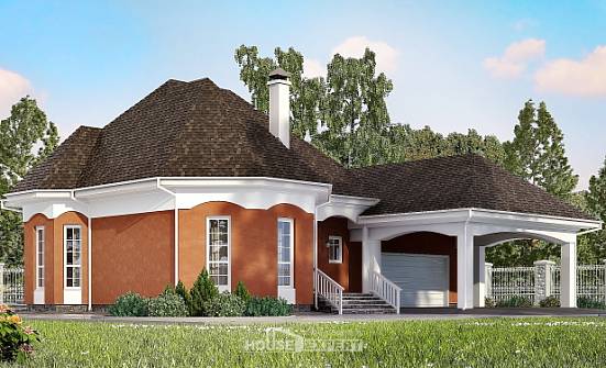 180-007-П Проект двухэтажного дома с мансардой, гараж, недорогой домик из блока Белогорск | Проекты домов от House Expert