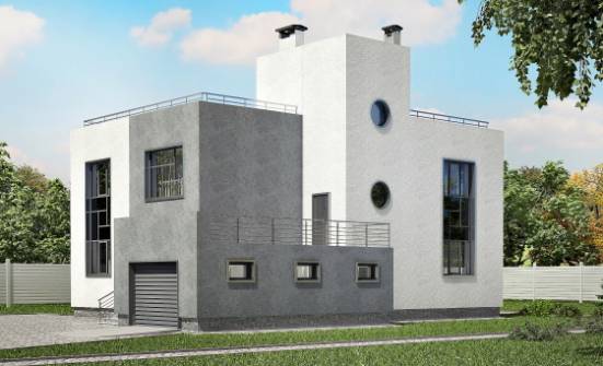255-001-П Проект двухэтажного дома и гаражом, красивый коттедж из поризованных блоков Сковородино | Проекты домов от House Expert