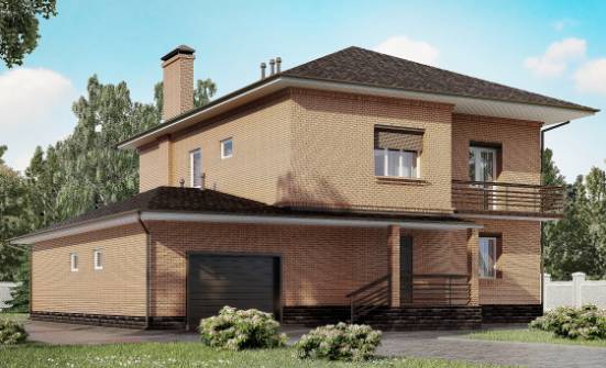 245-003-Л Проект двухэтажного дома и гаражом, современный коттедж из кирпича Тында | Проекты домов от House Expert