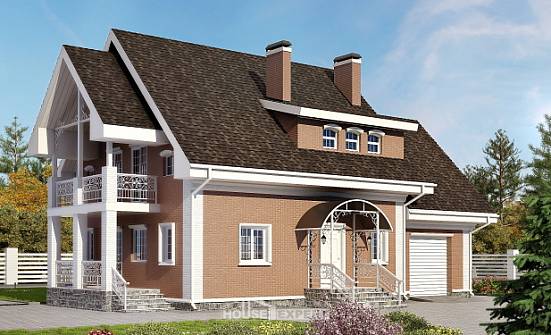 185-003-П Проект двухэтажного дома с мансардой и гаражом, средний коттедж из блока Зея | Проекты домов от House Expert