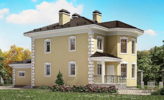 150-006-Л Проект двухэтажного дома, гараж, небольшой домик из блока Шимановск | Проекты домов от House Expert