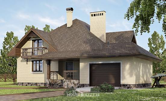 275-003-П Проект двухэтажного дома с мансардой и гаражом, современный коттедж из кирпича Сковородино | Проекты домов от House Expert