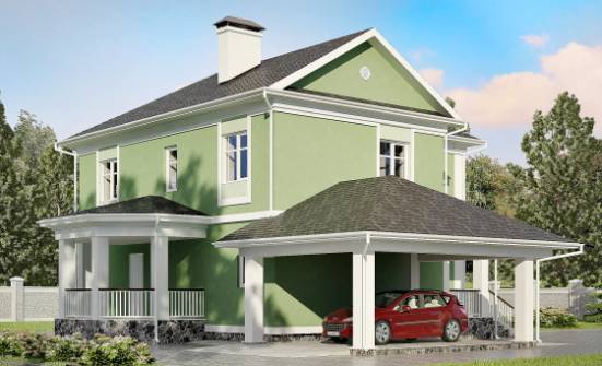 170-001-Л Проект двухэтажного дома и гаражом, бюджетный загородный дом из газобетона Благовещенск | Проекты домов от House Expert