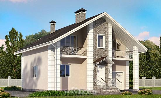 150-002-П Проект двухэтажного дома с мансардой и гаражом, небольшой загородный дом из арболита Благовещенск | Проекты домов от House Expert