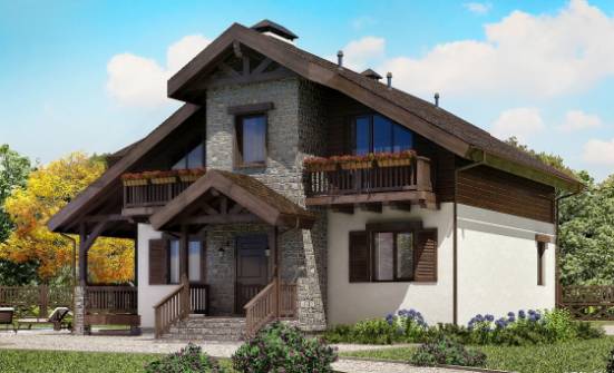 150-004-Л Проект двухэтажного дома с мансардой, небольшой домик из поризованных блоков Белогорск | Проекты домов от House Expert
