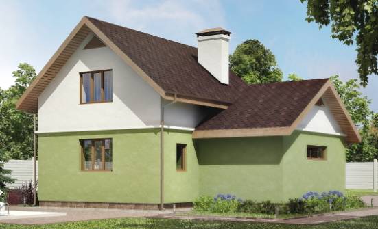 120-002-П Проект двухэтажного дома с мансардой, гараж, бюджетный домик из теплоблока Свободный | Проекты домов от House Expert
