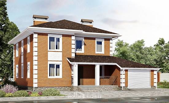 220-004-Л Проект двухэтажного дома, гараж, современный домик из кирпича Зея | Проекты домов от House Expert