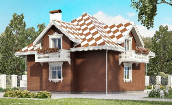 155-003-Л Проект двухэтажного дома мансардой, гараж, компактный загородный дом из бризолита Белогорск | Проекты домов от House Expert