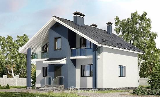 150-005-П Проект двухэтажного дома с мансардой, бюджетный домик из газосиликатных блоков Тында | Проекты домов от House Expert