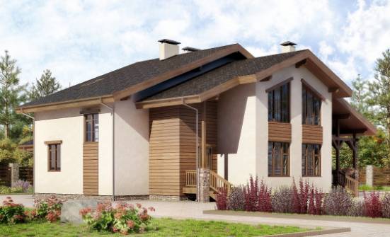 240-003-П Проект двухэтажного дома мансардой, красивый коттедж из кирпича Сковородино | Проекты домов от House Expert
