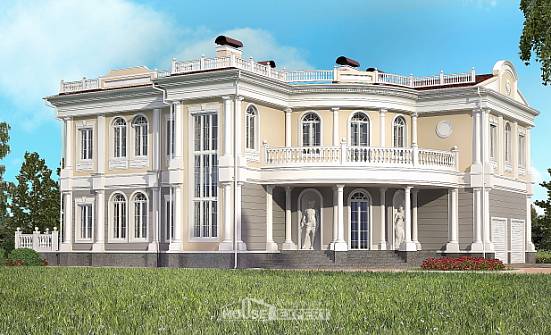 505-001-П Проект двухэтажного дома, гараж, огромный загородный дом из газобетона Шимановск | Проекты домов от House Expert