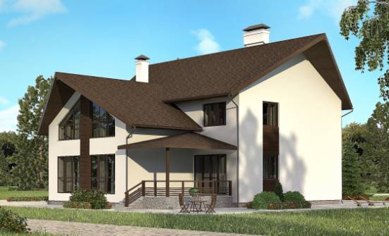 300-002-П Проект двухэтажного дома с мансардой и гаражом, красивый домик из бризолита Сковородино | Проекты домов от House Expert
