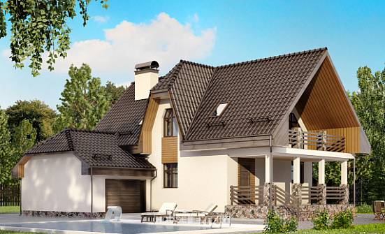 150-001-Л Проект двухэтажного дома мансардой, гараж, скромный домик из керамзитобетонных блоков Райчихинск | Проекты домов от House Expert
