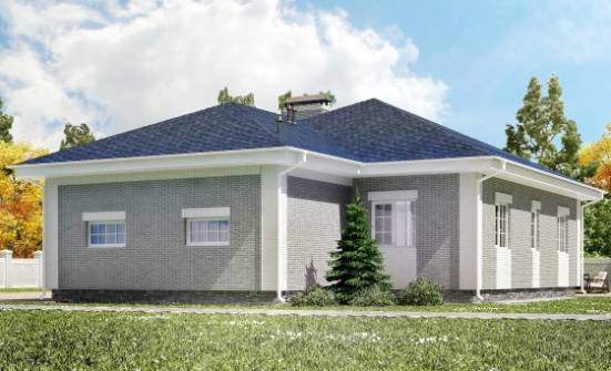 130-002-П Проект одноэтажного дома, гараж, бюджетный коттедж из блока Тында | Проекты домов от House Expert