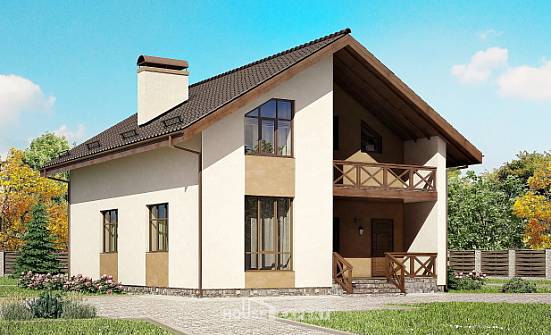 170-002-П Проект двухэтажного дома мансардой, бюджетный коттедж из твинблока Свободный | Проекты домов от House Expert