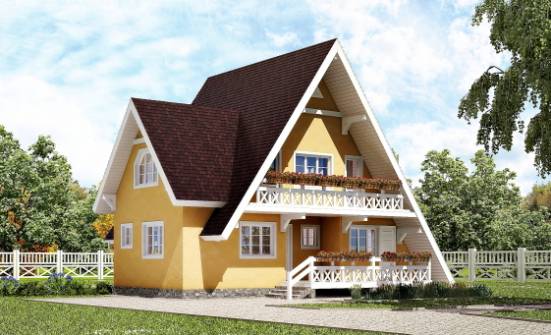 155-008-П Проект двухэтажного дома с мансардой, экономичный домик из дерева Зея | Проекты домов от House Expert