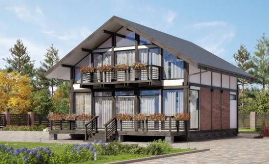 170-007-П Проект двухэтажного дома мансардный этаж, небольшой дом из бревен Райчихинск | Проекты домов от House Expert