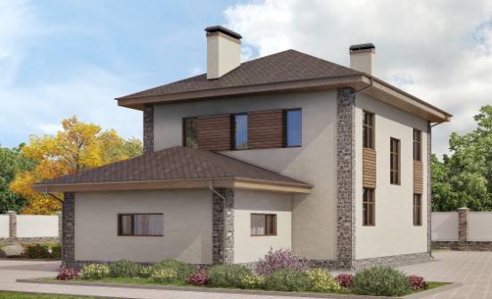 185-004-П Проект двухэтажного дома, гараж, современный домик из поризованных блоков Сковородино | Проекты домов от House Expert