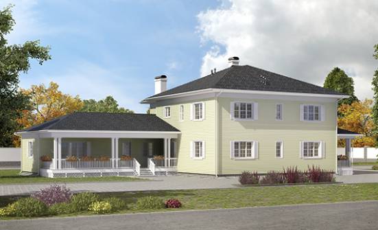 410-002-Л Проект двухэтажного дома и гаражом, большой загородный дом из твинблока Белогорск | Проекты домов от House Expert