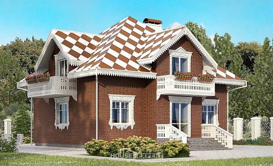 155-003-Л Проект двухэтажного дома мансардой, гараж, компактный загородный дом из бризолита Белогорск | Проекты домов от House Expert