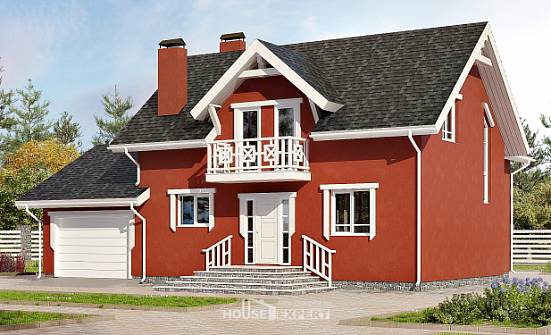 180-013-Л Проект двухэтажного дома мансардный этаж, гараж, современный домик из твинблока Райчихинск | Проекты домов от House Expert