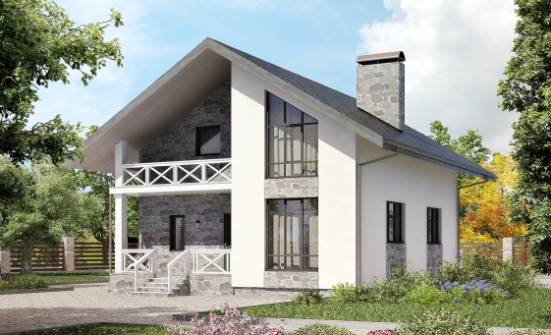 155-001-Л Проект двухэтажного дома мансардой, гараж, уютный домик из поризованных блоков Райчихинск | Проекты домов от House Expert