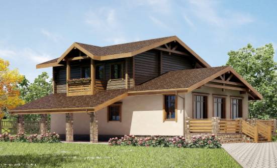 170-004-П Проект двухэтажного дома мансардой и гаражом, классический коттедж из теплоблока из дерева Шимановск | Проекты домов от House Expert