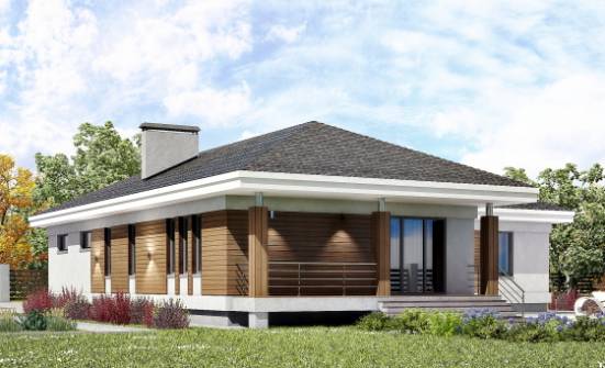 165-001-П Проект одноэтажного дома и гаражом, бюджетный дом из арболита Сковородино | Проекты одноэтажных домов от House Expert