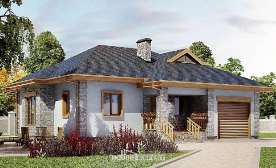 130-006-П Проект одноэтажного дома, гараж, доступный дом из теплоблока Райчихинск | Проекты домов от House Expert