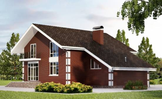 180-001-Л Проект двухэтажного дома мансардой, гараж, классический домик из бризолита Белогорск | Проекты домов от House Expert