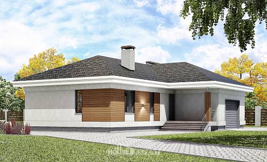 165-001-П Проект одноэтажного дома и гаражом, бюджетный дом из арболита Сковородино | Проекты домов от House Expert