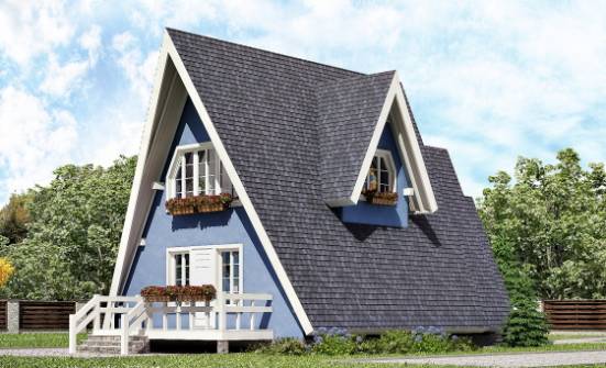 100-002-П Проект двухэтажного дома мансардный этаж, простой домик из бревен Тында | Проекты домов от House Expert