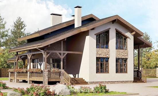 240-003-Л Проект двухэтажного дома мансардный этаж, классический загородный дом из кирпича Райчихинск | Проекты домов от House Expert