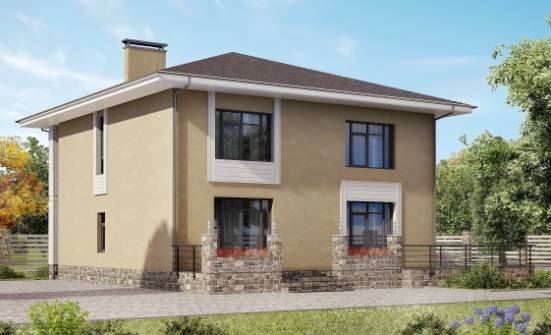 180-015-Л Проект двухэтажного дома, бюджетный домик из пеноблока Благовещенск | Проекты домов от House Expert