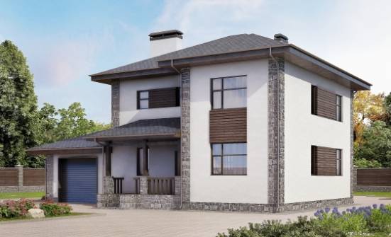 185-004-Л Проект двухэтажного дома и гаражом, уютный дом из бризолита Тында | Проекты домов от House Expert