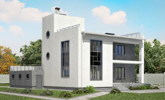 255-001-П Проект двухэтажного дома и гаражом, красивый коттедж из поризованных блоков Сковородино | Проекты домов от House Expert