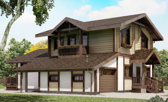 190-004-П Проект двухэтажного дома с мансардой, гараж, средний дом из газобетона из дерева Белогорск | Проекты домов от House Expert