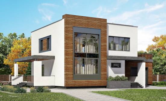 220-003-П Проект двухэтажного дома, гараж, уютный домик из твинблока Зея | Проекты домов от House Expert